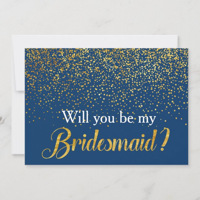 Imitate Gold Confetti Marine Werden Sie meine Brid Einladung (Vorderseite)