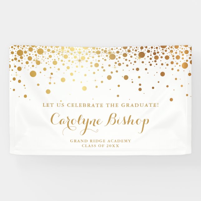 Imitate Gold Confetti Personalisiert Abschluss Ban Banner (Horizontal)