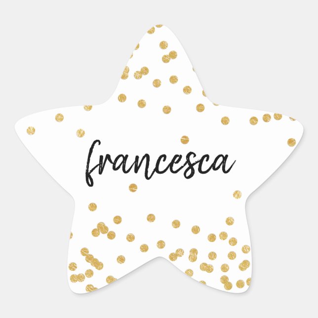 Imitate Gold Confetti und Brush Name Stern-Aufkleber (Vorderseite)
