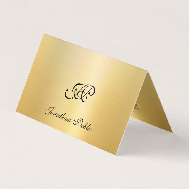 Imitate Gold Elegante handgeschriebene Script Mono Visitenkarten (Vorderseite)