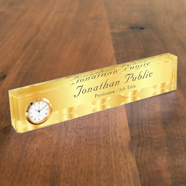 Imitate Gold Elegante Handgeschriebene Skriptvorla Namensplakette (Seite)