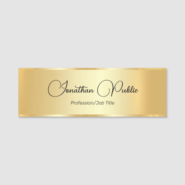Imitate Gold Elegante Handschrift Typografie Vorla Namensschild (Vorderseite)