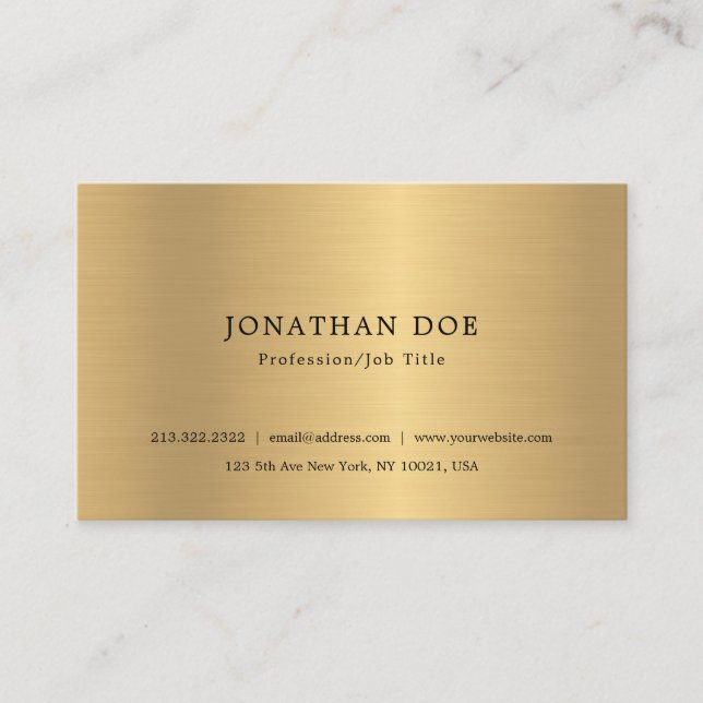 Imitate Gold Elegante Minimalistische Berufliche V Visitenkarte (Vorderseite)