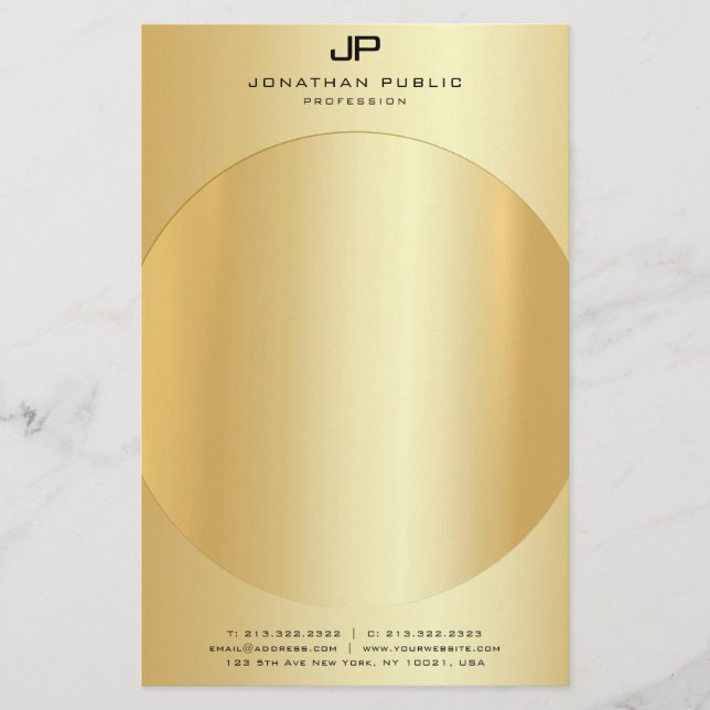 Imitate Gold Elegante Monogram Moderne Vorlage Briefpapier (Vorderseite)