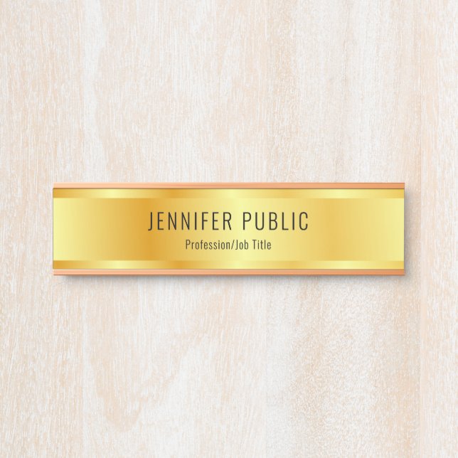 Imitate Gold Elegante Rose Gold Moderne Vorlage Türschild (Vorderseite )
