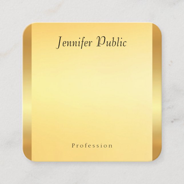 Imitate Gold Elegante Script Glamour Template Mode Quadratische Visitenkarte (Vorderseite)