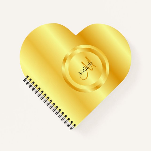 Imitate Gold Elegante Template Monogram Personalis Notizbuch (Vorderseite)