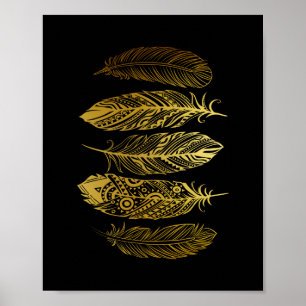Imitate Gold Feather Tribal Print Poster
