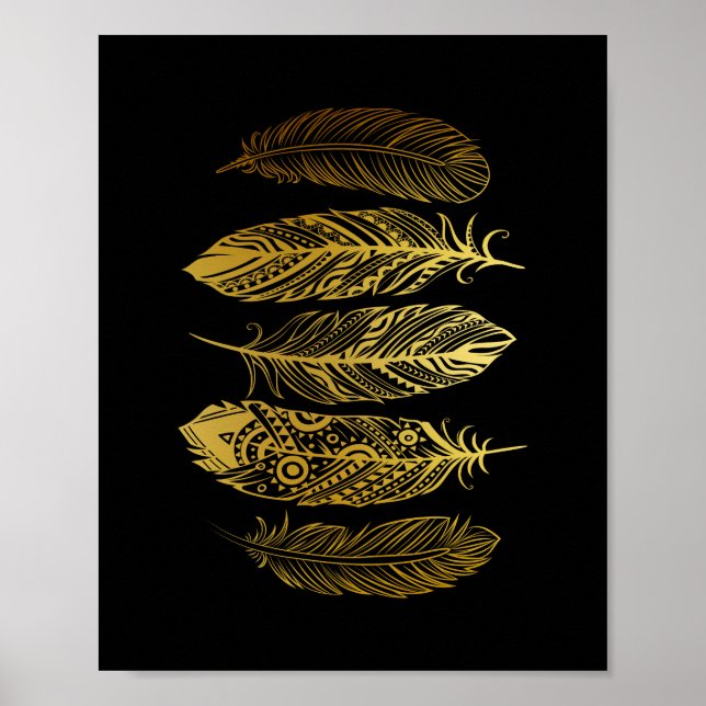 Imitate Gold Feather Tribal Print Poster (Vorne)