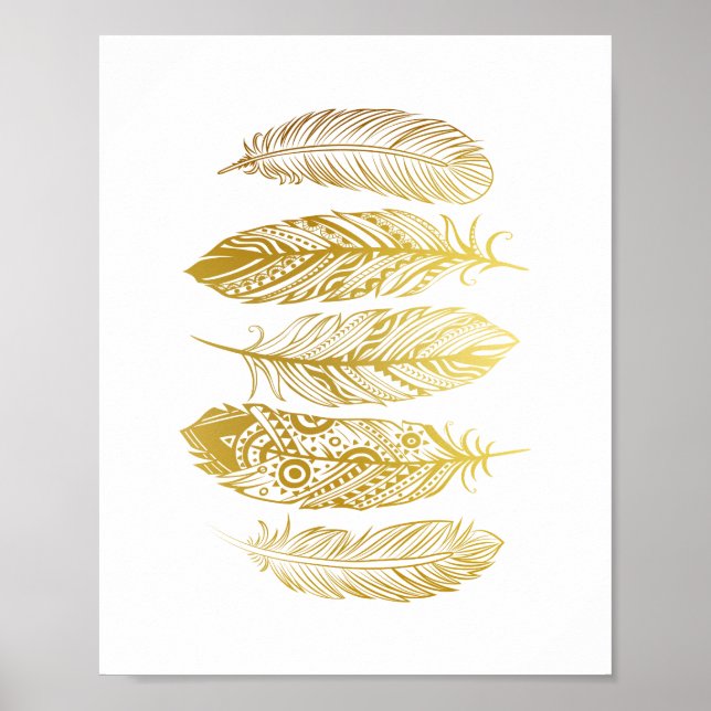Imitate Gold Feathers Tribal Print Poster (Vorne)