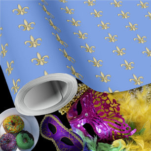 Imitate Gold FleurDeLis auf Blue Geschenkpapier