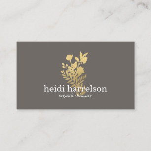 Imitate Gold Floral Logo auf Grau Visitenkarte