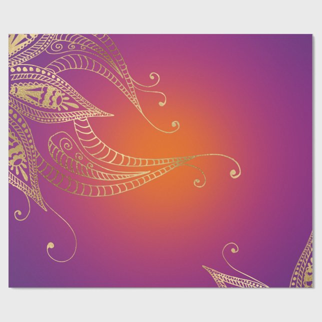 Imitate Gold Foil Arabian Bollywood Geschenkpapier (Flach)