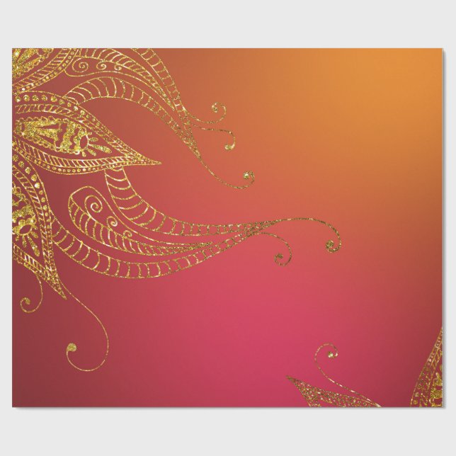Imitate Gold Foil Arabian Bollywood Geschenkpapier (Flach)