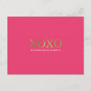 Imitate Gold Foil auf Hot Pink XOXO Dankeschön Kar Postkarte