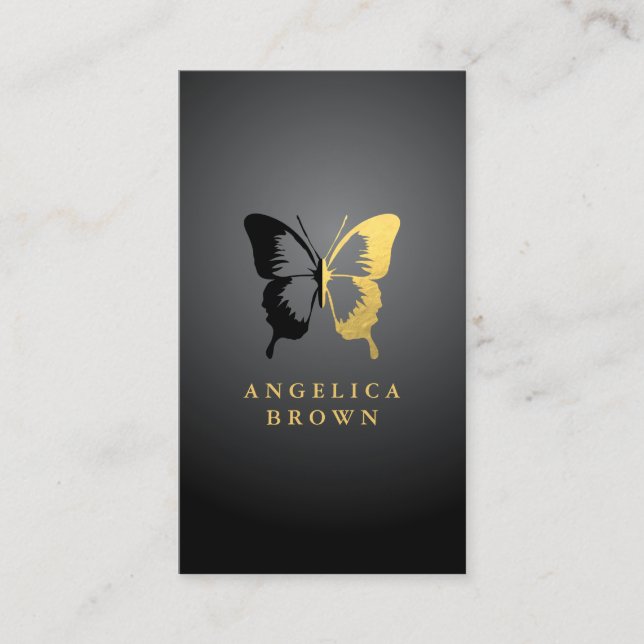 Imitate Gold Foil & Black Butterfly Visitenkarte (Vorderseite)