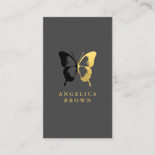 Imitate Gold Foil & Black Butterfly Visitenkarte