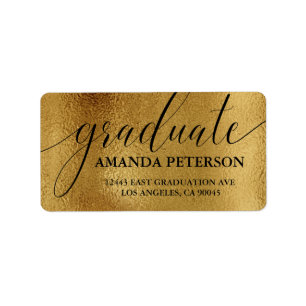 Imitate Gold Foil Black Elegante Typografie Gradua Adressaufkleber