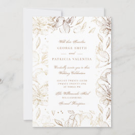 Imitate Gold Foil Blume Hand Drawn Elegante Hochze Einladung