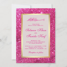 Imitate Gold Foil Bright Pink Glitzer Islamische H Einladung