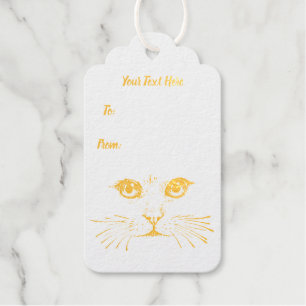 Imitate Gold Foil Cat Gesicht mit Whiskys Geschenkanhänger
