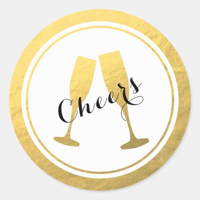 Imitate Gold Foil Champagner Brille Sticker (Vorderseite)