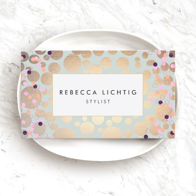 Imitate Gold Foil Circles Confetti Beauty Salon Visitenkarte (Von Creator hochgeladen)