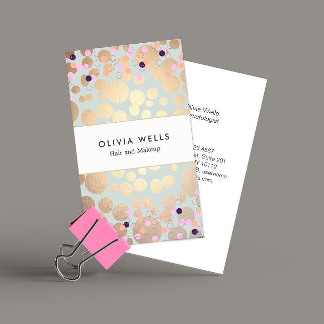 Imitate Gold Foil Circles und Confetti Muster Visitenkarte (Von Creator hochgeladen)