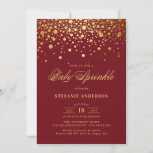 Imitate Gold Foil Confetti Burgundy Baby Sprinkle Einladung