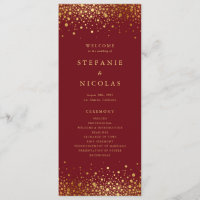 Imitate Gold Foil Confetti Dots Burgundy Wedding