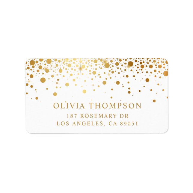 Imitate Gold Foil Confetti Dots Elegantes Adresset Adressaufkleber (Vorne)