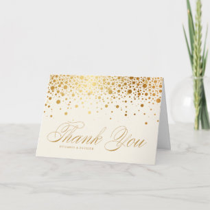 Imitate Gold Foil Confetti Dots Elfenbeinhochzeit Dankeskarte