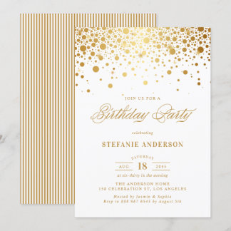 Imitate Gold Foil Confetti Dots Geburtstag Einladung