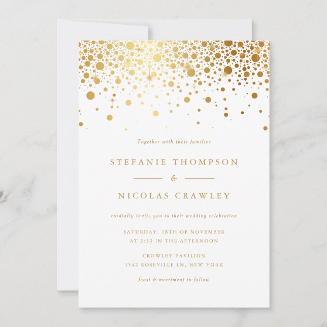 Imitate Gold Foil Confetti Dots Hochzeit Einladung (Vorderseite)