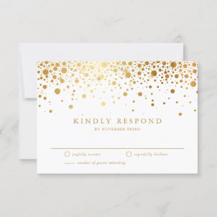 Imitate Gold Foil Confetti Dots Hochzeit RSVP Karte