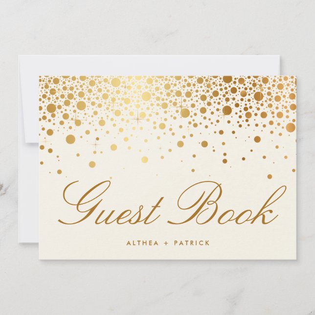 Imitate Gold Foil Confetti Dots | Ivory Guest Book (Vorderseite)