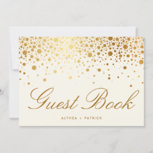 Imitate Gold Foil Confetti Dots   Ivory Guest Book