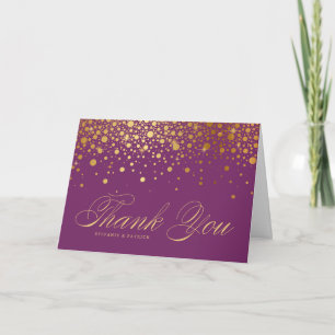 Imitate Gold Foil Confetti Dots Lila Danke Karte