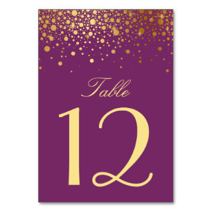 Imitate Gold Foil Confetti Dots Lila Tischnummer
