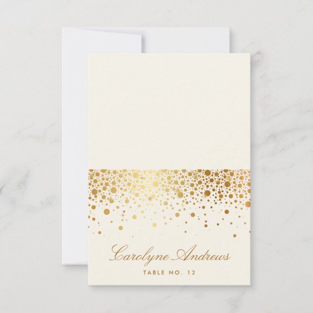 Imitate Gold Foil Confetti Dots Platzkarte | Elfen (Vorderseite)
