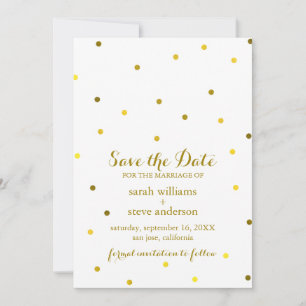Imitate Gold Foil Confetti Dots Save the Date