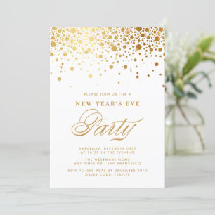 Imitate Gold Foil Confetti Dots Silvester Party Einladung