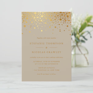 Imitate Gold Foil Confetti Dots Taupe Hochzeit Einladung