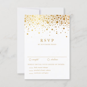Imitate Gold Foil Confetti Dots Wedding RSVP Card