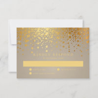 Imitate Gold Foil Confetti Dots Wedding RSVP Card 
