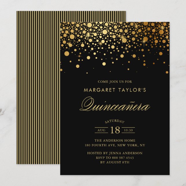 Imitate Gold Foil Confetti Einladung (Vorne/Hinten)