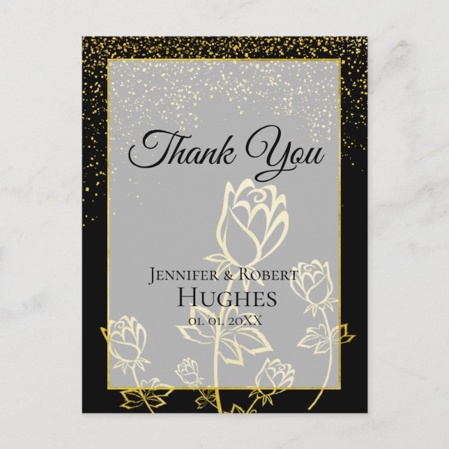 Imitate Gold Foil Confetti florales Wasserzeichen  Postkarte (Vorderseite)