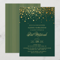 Imitate Gold Foil Confetti Green Bat Mitzvah