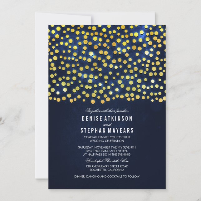 Imitate Gold Foil Confetti Hochzeit Einladung (Vorderseite)