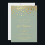 Imitate Gold Foil Confetti Sage Green Bat Mitzvah Einladung<br><div class="desc">Mit dieser eleganten Gold- und Terrakotta-Einladung laden Sie Familie und Freunde zum Bat Mitzvah Ihrer Tochter ein. Es bietet Imitate goldene Konfetti Punkte und ein elegantes Skript. Personalisieren Sie diese durch Hinzufügen von Namen,  Datum,  Uhrzeit,  Veranstaltungsort und anderen Veranstaltungsdetails. Matching-Elemente sind verfügbar.</div>